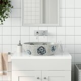 vidaXL Nadpultni umivalnik siv in moder ovalen 47x33x13 cm keramika Cene