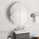  Kupaonski ormarić s okruglim ogledalom LED crni 54x54x17,5 cm | shoptok.hr