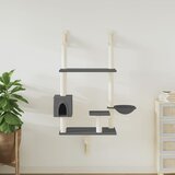 vidaXL Zidna penjalica za mačke sa stupom za grebanje tamnosiva 153 cm | shoptok.hr