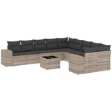 vidaXL 11-dijelni set vrtnih sofa poliratan s jastucima svijetlosivi | shoptok.hr