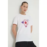 Converse Bombažna kratka majica ženski, bela barva