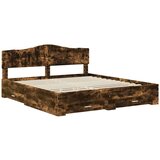  Okvir za krevet s uzglavljem Dimljeni hrast 200 x 200 cm | shoptok.hr
