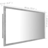 vidaXL LED kupaonsko ogledalo siva boja betona 80 x 8,5 x 37 cm drvo | shoptok.hr