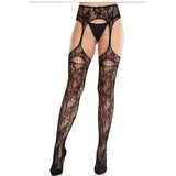 LEG AVENUE - LACE STOCKINGS WITH GARTERS BLACK