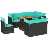  Vrtna garnitura - 9-dijelni set vrtnih sofa s jastucima crni od poliratana - Crna sa spremištem 1 | shoptok.hr