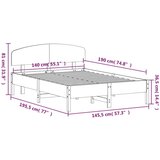  Posteljni okvir z vzglavjem 140x190 cm trdna borovina | Shoptok.si