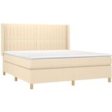  Box spring postelja z vzmetnico krem 180x200 cm blago | Shoptok.si