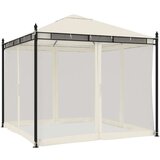 vidaXL Paviljon z mrežastimi stenami krem 2,93x2,93 m jeklo | Shoptok.si