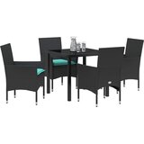  Set stola i stolica s jastukom 5 pcs Crna PE ratan | shoptok.hr