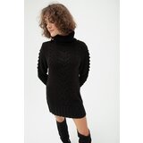 Lafaba Women's Black Turtleneck Patterned Knitwear Sweater Cene