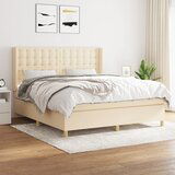  The Living Store Box spring postelja z vzmetnico krem 160x200 cm blago - Box Spring Postelja, (21512367) Cene