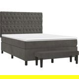  Box spring postelja z vzmetnico temno siva 140x200 cm žamet, (20899470) | Shoptok.si