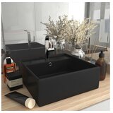  Luksuzni četvrtasti umivaonik mat crni 41 x 41 cm keramički | shoptok.hr