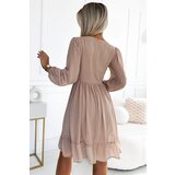 Numoco Chiffon midi dress with long sleeves and neckline | shoptok.hr