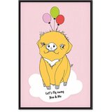  Slika - Soaring Pig (1 Part) Vertical 80x120 U crnom drvenom okviru | shoptok.hr