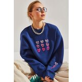 Bianco Lucci Women's Three Thread Raised Heart Printed Sweatshirt cene