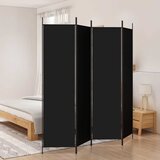 Sobna pregrada s 4 panela crna 200 x 200 cm od tkanine | shoptok.hr