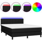  Box spring postelja z vzmetnico LED črna 140x200 cm blago, (20882211) | Shoptok.si
