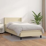  Boxspring - Krevet s oprugama i madracem krem 90 x 190 cm od umjetne kože - Krema 90 x 190 cm Gladak dizajn | shoptok.hr