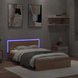 vidaXL Posteljni okvir z vzglavjem in LED sonoma hrast 140x200 cm | Shoptok.si