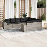 Maison Chic Seti vrtnega pohištva - Vrtna garnitura - Vrtni pohištvo set 10-delna z blazinami sv. siv poli ratan, (21815333) | Shoptok.si
