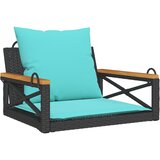  Klupa za ljuljanje s jastucima crna 63x62x40 cm od poliratana | shoptok.hr