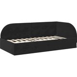  Kutni okvir kreveta s uzglavljem Crna 90 cm x 190 cm tkanina | shoptok.hr