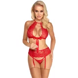 Kissable Delicate Lace Set with Bow 2214547 Red L/XL