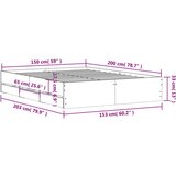  Okvir kreveta s ladicama siva boja betona 150 x 200 cm drveni | shoptok.hr
