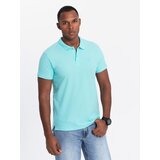 Ombre Men's BASIC single color pique knit polo shirt - mint | Shoptok.si