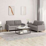  2-dijelni set sofa s jastucima smeđesivi od tkanine Cijene