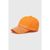 Calvin Klein Jeans Pamučna kapa sa šiltom za bebe boja: narančasta, s uzorkom