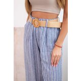 Kesi Włoski Women's wide-leg striped viscose trousers violet | Shoptok.si