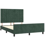  Posteljni okvir z vzglavjem temno zelen 140x190 cm žamet, (20903629) | Shoptok.si