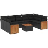  10-dijelni set vrtnih sofa s jastucima crni od poliratana | shoptok.hr