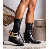 Gemre Black cowboy boots with chains Nash | Shoptok.si