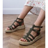 Gemre Green espadrille sandals on a low platform Amur | Shoptok.si