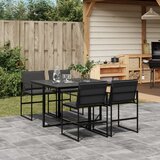  5-dijelni vrtni blagovaonski set s jastucima crni od tekstilena | Eponuda.com
