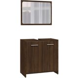 4-dijelni set kupaonskog namještaja boja smeđeg hrasta drveni | shoptok.hr