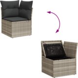 vidaXL 7-delni vrtni kavč set z blazinami svetlo siva poli ratan, 2-sedežni vrtni kavč z shranjevanjem in blazinami svetlo siva poli ratan | Shoptok.si