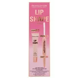 Revolution Lip Shape Odtenek pink nude Set glos za ustnice Lip Shape Lip Gloss 9 ml + črtalo za ustnice in fiksator šminke 2 In 1 Lip Liner & Colour Setter 1,7 ml