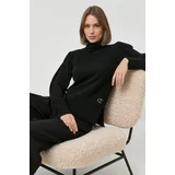 Twin Set Volnen pulover ženski, črna barva