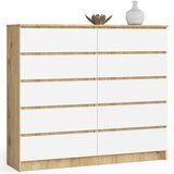 AKORD Komoda, 10 Predalov, Hrast Artisan/Bela, (5000332249) | Shoptok.si