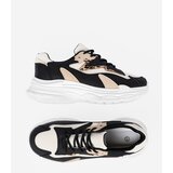 Shelvt Black and beige women's sneakers with a thick sole | shoptok.hr