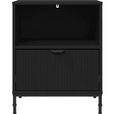 vidaXL Nočna omarica s predalom Črna 49 x 36 x 61 cm Konstruiran les | Shoptok.si