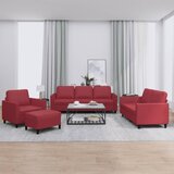  4-dijelni set sofa s jastucima crvena boja vina od umjetne kože | Eponuda.com