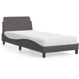 vidaXL Postelja z vzmetnico siva 90x200 cm umetno usnje Cene