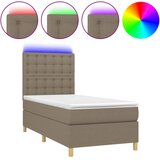  box spring s madracem LED smeđesivi 90x200 cm tkanina | shoptok.hr
