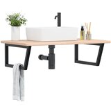 The Living Store Stenska polica za umivalnik jeklo in trdna hrastovina - Polica Za Umivalnik, (21486424) | Shoptok.si