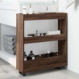 vidaXL Voziček za shranjevanje 3-nadstropni rjavi hrast inženirski les | Shoptok.si